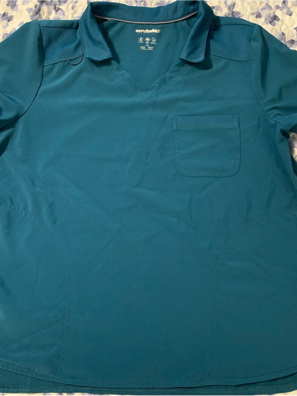 Scrubstar Women's Teal V-Neck Polo Scrub Top
